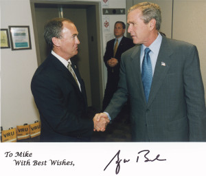 Author Michael O'Brien with President George Bush